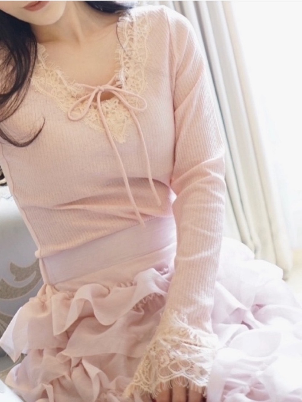 "CHIC MEMORY* Kawaii Pink Stretch Top